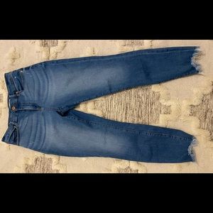 Loft Jeans, curvey high waist skinny, frayed ankles, Size 8/29